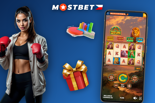 Mostbet aplikace s animovaným Kolem štěstí a tlačítkem SPIN na obrazovce telefonu